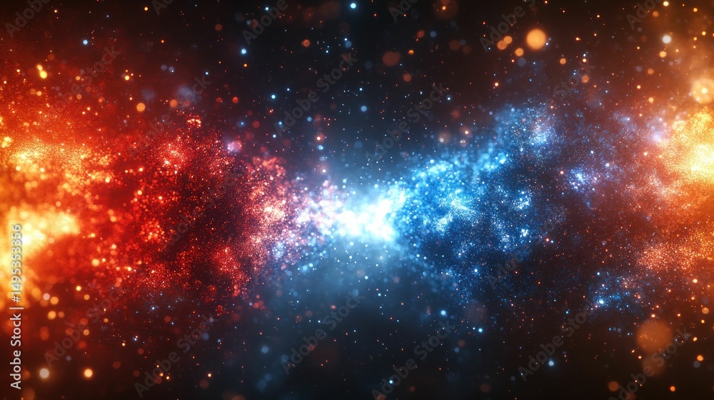 Naklejka premium Cosmic energy clash. Red and blue swirling