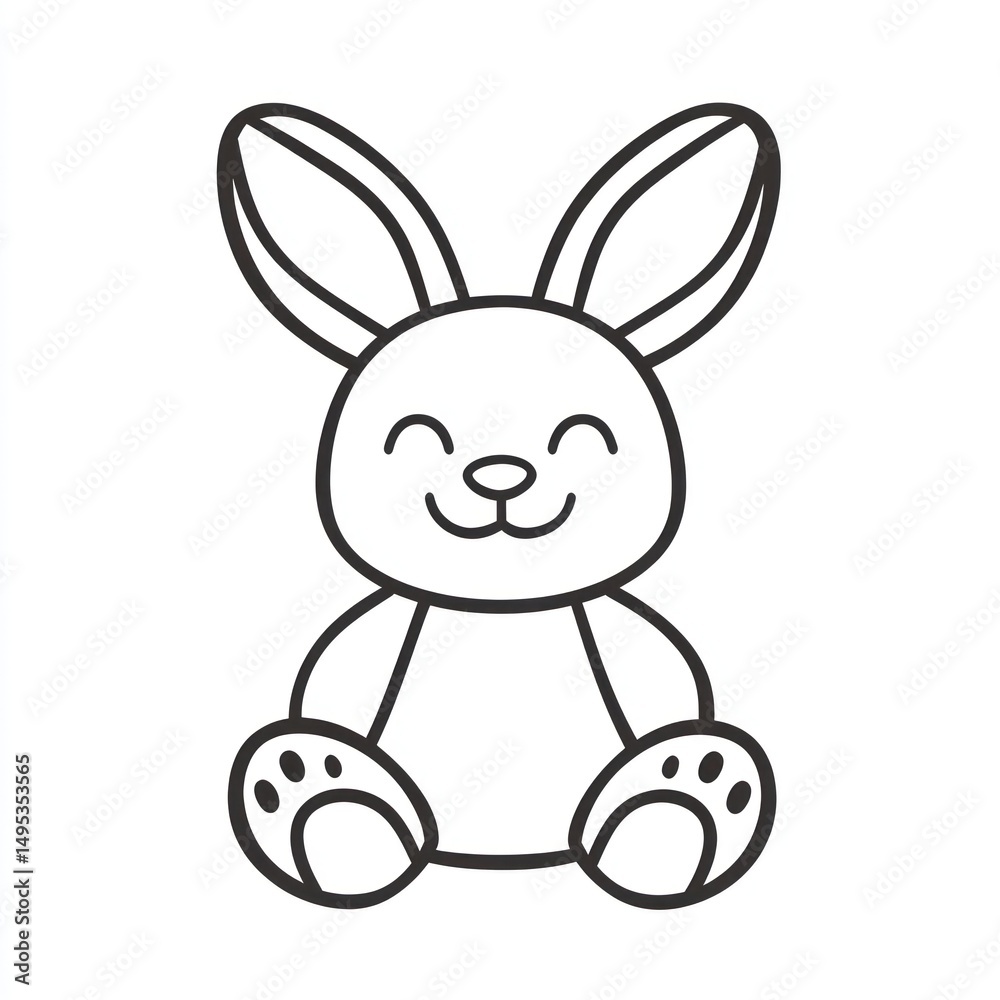 Obraz premium Happy bunny sitting, Easter card design, white background