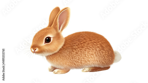 Cute Rabbit Isolated on Transparent Background for Design Projects