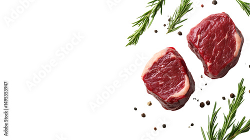 Premium Raw Fillet Mignon Beef Steaks on White Background for Culinary Professionals