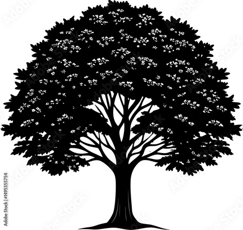 elm tree black silhouette vector icon on white or transparent background