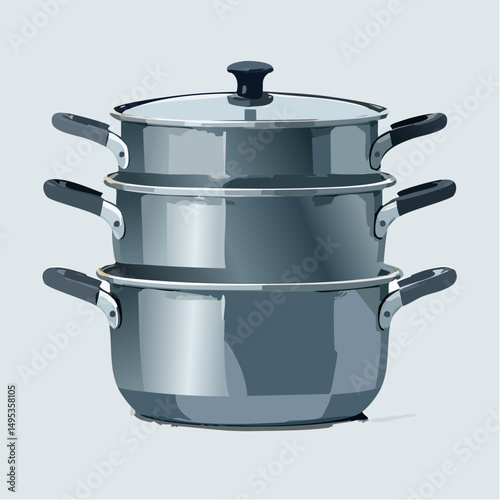 Stackable Cookware Set Modern Design, Matte Gray Pots and Pans