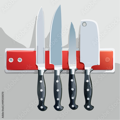 Modern Stainless Steel Kitchen Knife Set with Magnetic Rack