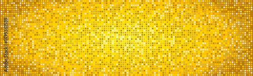 Gold disco ball background pattern. Abstract shining halftone mosaic texture. Night club party glitter pattern.