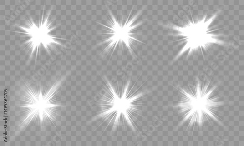 Bright light flare with starry sparkle and shiny glow, fantasy burst and glistering dust in abstract illustration, white explosion, magic beam, vibrant background and holiday illumination

