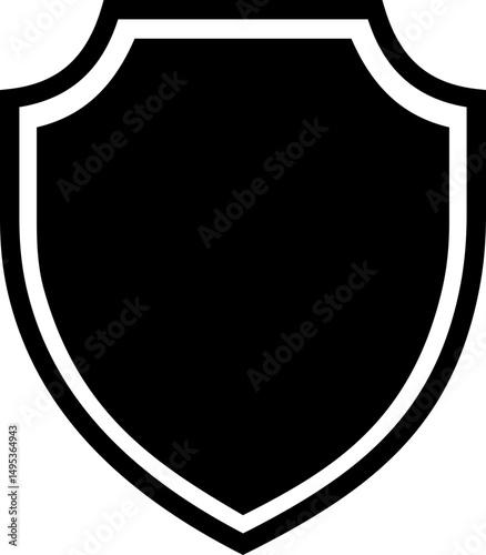 Shield silhouette flat icon. Protect shield security icon sign. Shield badge quality symbol isolated on transparent background. Design element for safety and protection. Vector illustration.