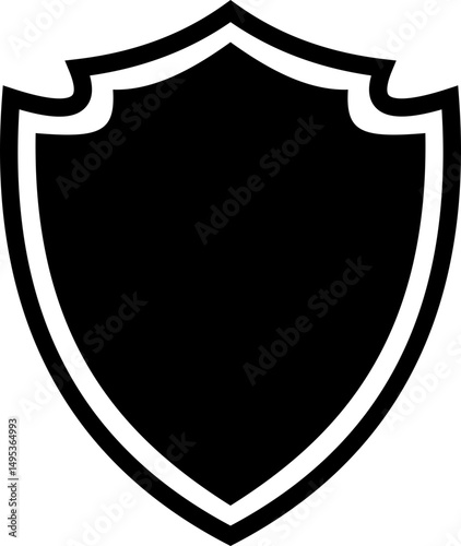 Shield silhouette flat icon. Protect shield security icon sign. Shield badge quality symbol isolated on transparent background. Design element for safety and protection. Vector illustration.