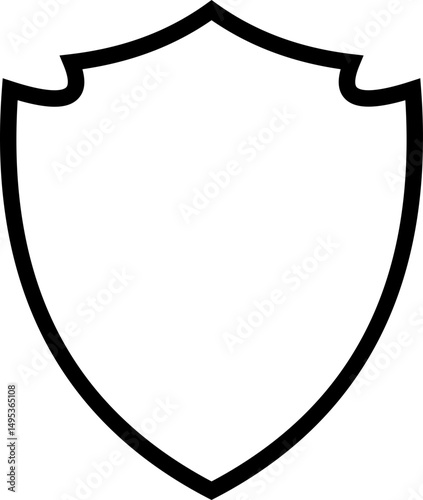 Shield silhouette outline icon. Protect shield security icon sign. Shield badge quality symbol isolated on transparent background. Design element for safety and protection. Vector illustration.