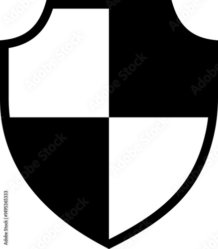 Shield silhouette icon. Protect shield security icon sign. Shield badge quality symbol isolated on transparent background. Design element for safety and protection. Vector illustration.