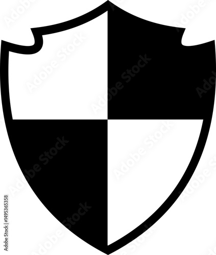 Shield silhouette icon. Protect shield security icon sign. Shield badge quality symbol isolated on transparent background. Design element for safety and protection. Vector illustration.