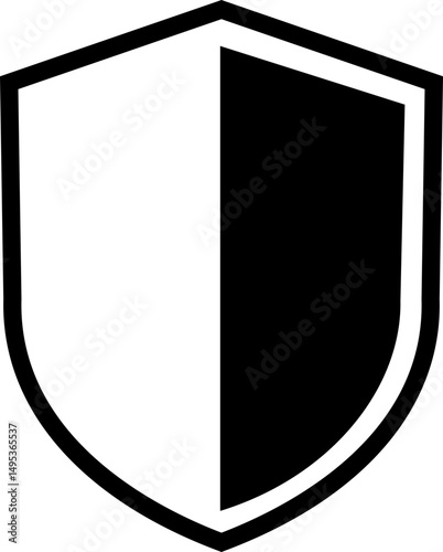 Shield silhouette icon. Protect shield security icon sign. Shield badge quality symbol isolated on transparent background. Design element for safety and protection. Vector illustration.