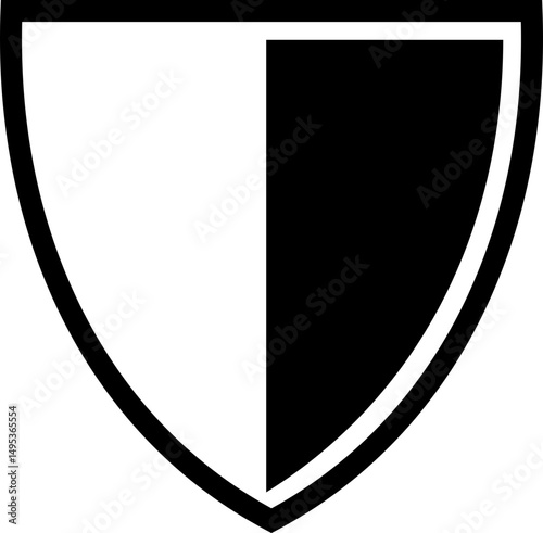Shield silhouette icon. Protect shield security icon sign. Shield badge quality symbol isolated on transparent background. Design element for safety and protection. Vector illustration.