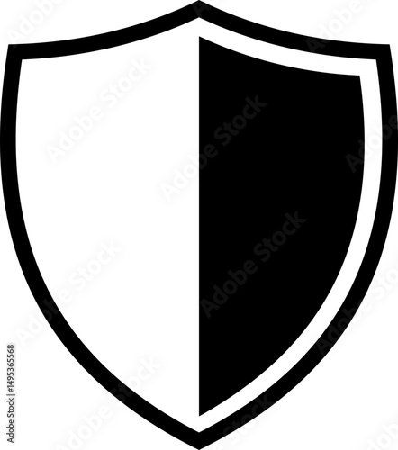 Shield silhouette icon. Protect shield security icon sign. Shield badge quality symbol isolated on transparent background. Design element for safety and protection. Vector illustration.