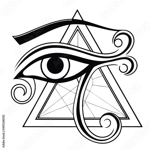 Eye of Horus with Ancient Egyptian Man – Mythological Symbol Vector Illustration