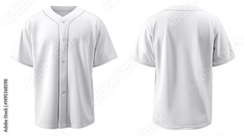 Wallpaper Mural Blank Baseball Jersey Mockup: A clean, crisp image showcasing a white baseball jersey, presented in both front and back views, ready for customization and design. Torontodigital.ca