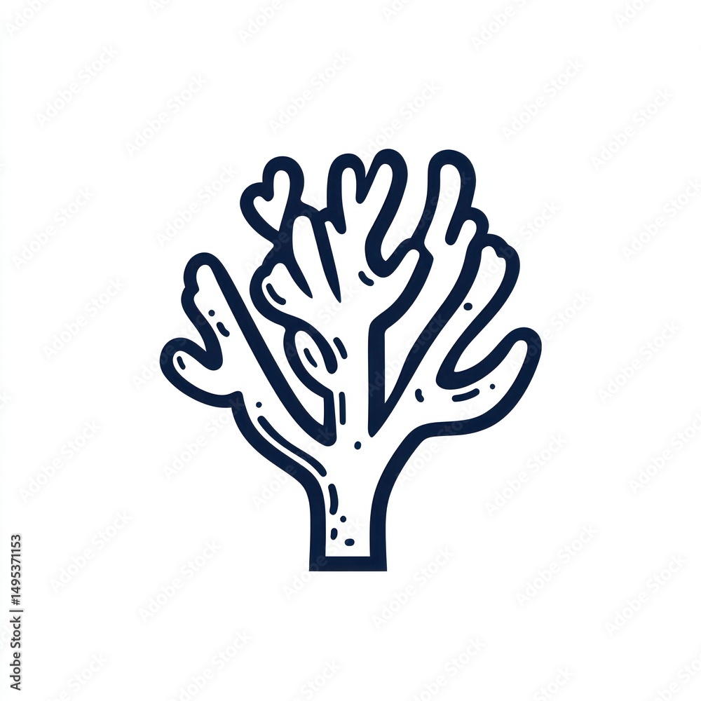 Obraz premium Ocean coral illustration, underwater life, marine design, white background, website icon