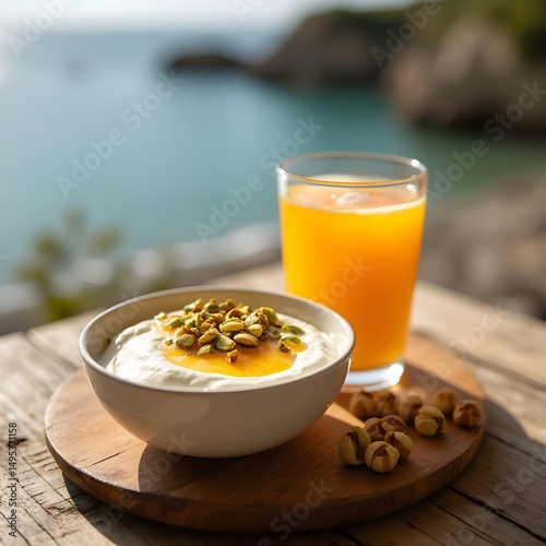 Healthy Greek Start with Yogurt, Honey, and Nuts photo