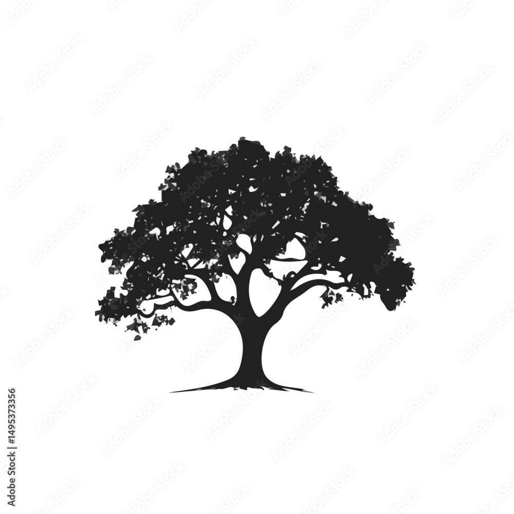 Obraz premium My Simple flat 2D illustration of oak tree isolated on a transparent background, vector, flat design, animation design, simple flat 2D icon, clipart