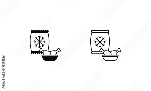 Frozen Foods icons set Line and Glyph black vector icon stock illustration