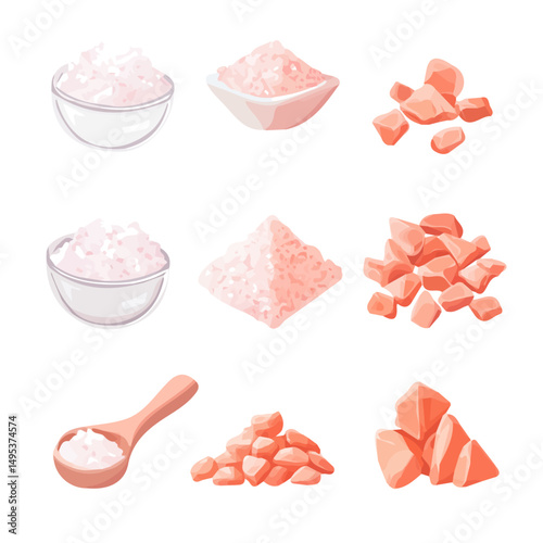 My Simple flat 2D icon, pink salt set isolated on a white background, vector, vector, flat design, animation design, simple flat 2D icon, minimalist design, vector design