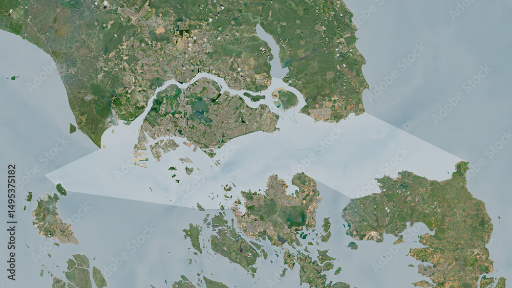 Poster Singapore Strait highlighted. Satellite map – Wall Art | UkPosters