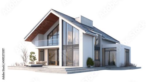 Wallpaper Mural Modern Architectural Marvel: Captivating image of a modern, elegant house, boasting a sleek design and expansive windows, it is a testament to contemporary living and architectural innovation. Torontodigital.ca