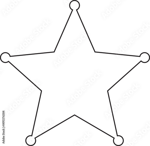 Sheriff star badge outline icon. Security Police symbol isolated on transparent background. Retro vintage sheriff star vector illustration.
