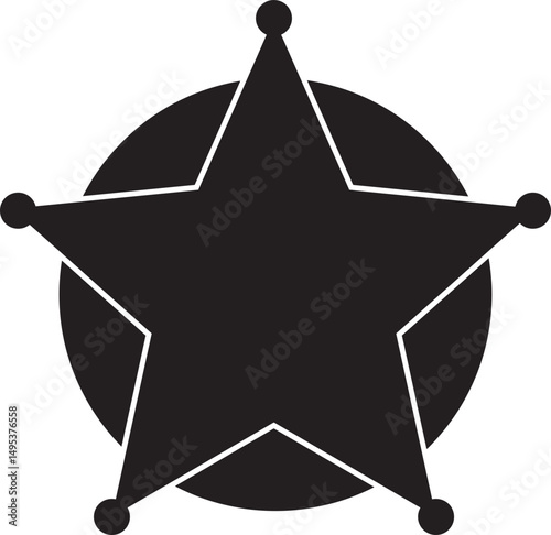 Sheriff star badge flat icon. Security Police symbol isolated on transparent background. Retro vintage sheriff star vector illustration.