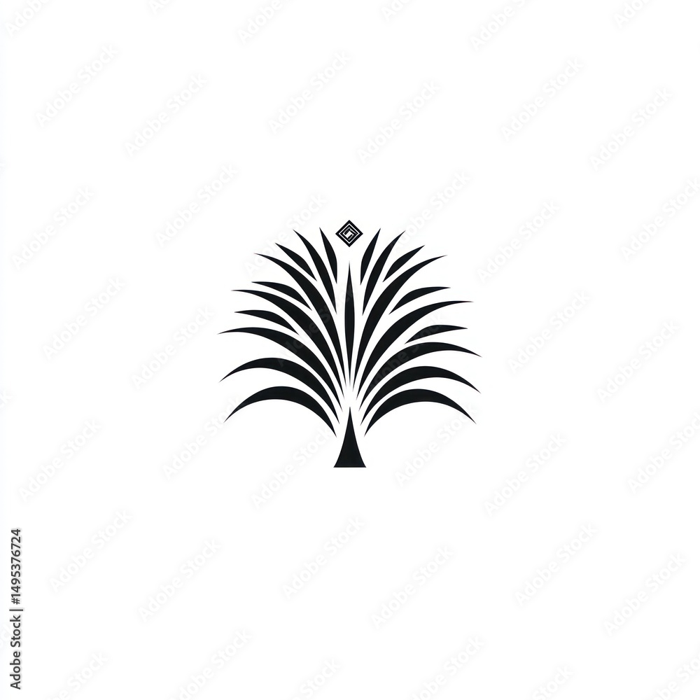 Fototapeta premium Stylized palm tree design, white background, graphic art, website icon