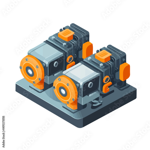 My very Simple flat 2D icon, stepper motors bunch isolated on a white background, vector, flat design, animation design, simple flat 2D icon, minimalist design, vector design, eps