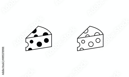 Cheese  icons set Line and Glyph black vector icon stock illustration