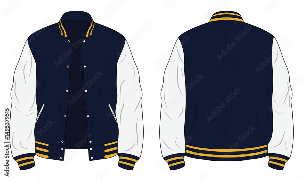 Obraz na plátně Varsity jacket mockup front and back view