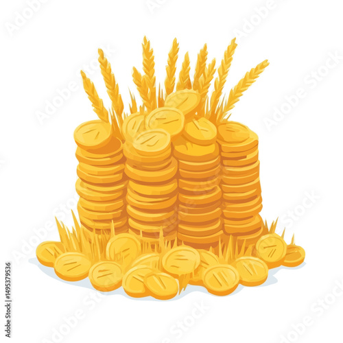 My very Simple flat 2D icon, wheat stack isolated on a white background, vector, flat design, animation design, simple flat 2D icon, minimalist design, vector design, eps