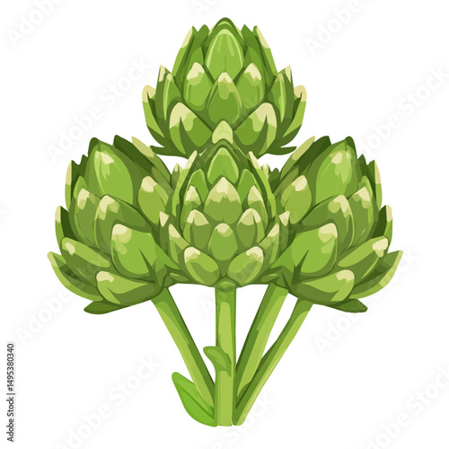 My very Simple flat 2D icon, artichokes bunch isolated on a white background, vector, flat design, animation design, simple flat 2D icon, minimalist design, vector design, eps