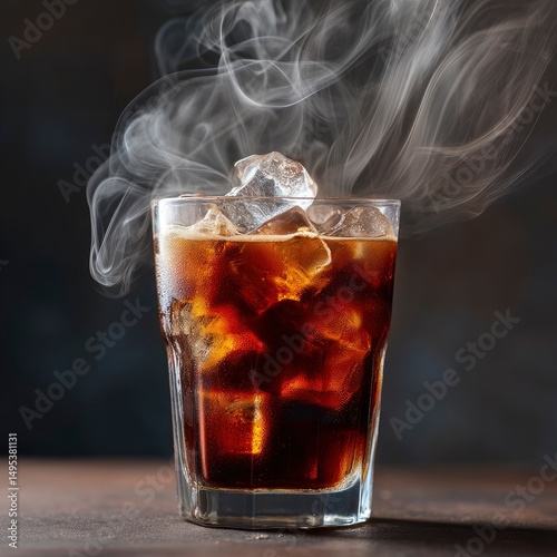 Perfectly chilled espresso-based iced coffee with steam trails