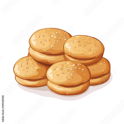 My very Simple flat 2D icon, burger buns bunch isolated on a white background, vector, flat design, animation design, simple flat 2D icon, minimalist design, vector design, eps