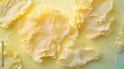 Close-up of yellow wood ear mushrooms in liquid, top view. Great as background for culinary or healthy food content.