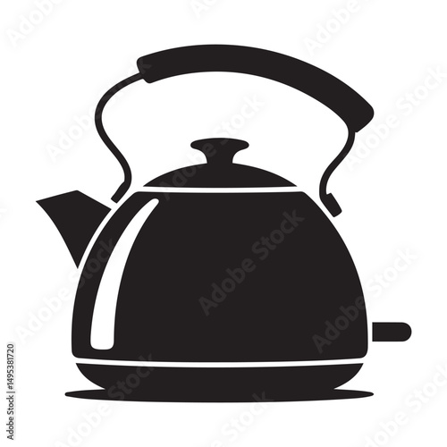 electric kettle Vector black silhouette. with white background