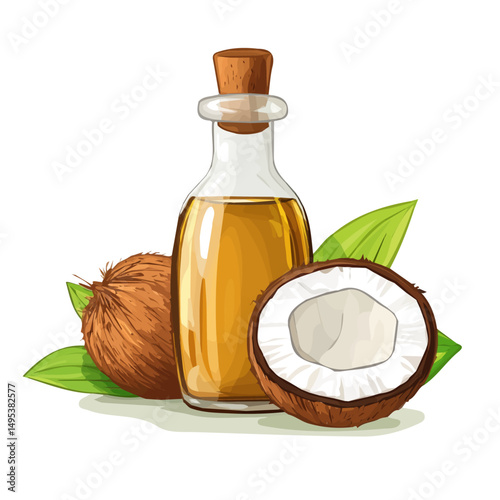 My very Simple flat 2D icon, coconut oil set isolated on a white background, vector, flat design, animation design, simple flat 2D icon, minimalist design, vector design, eps format