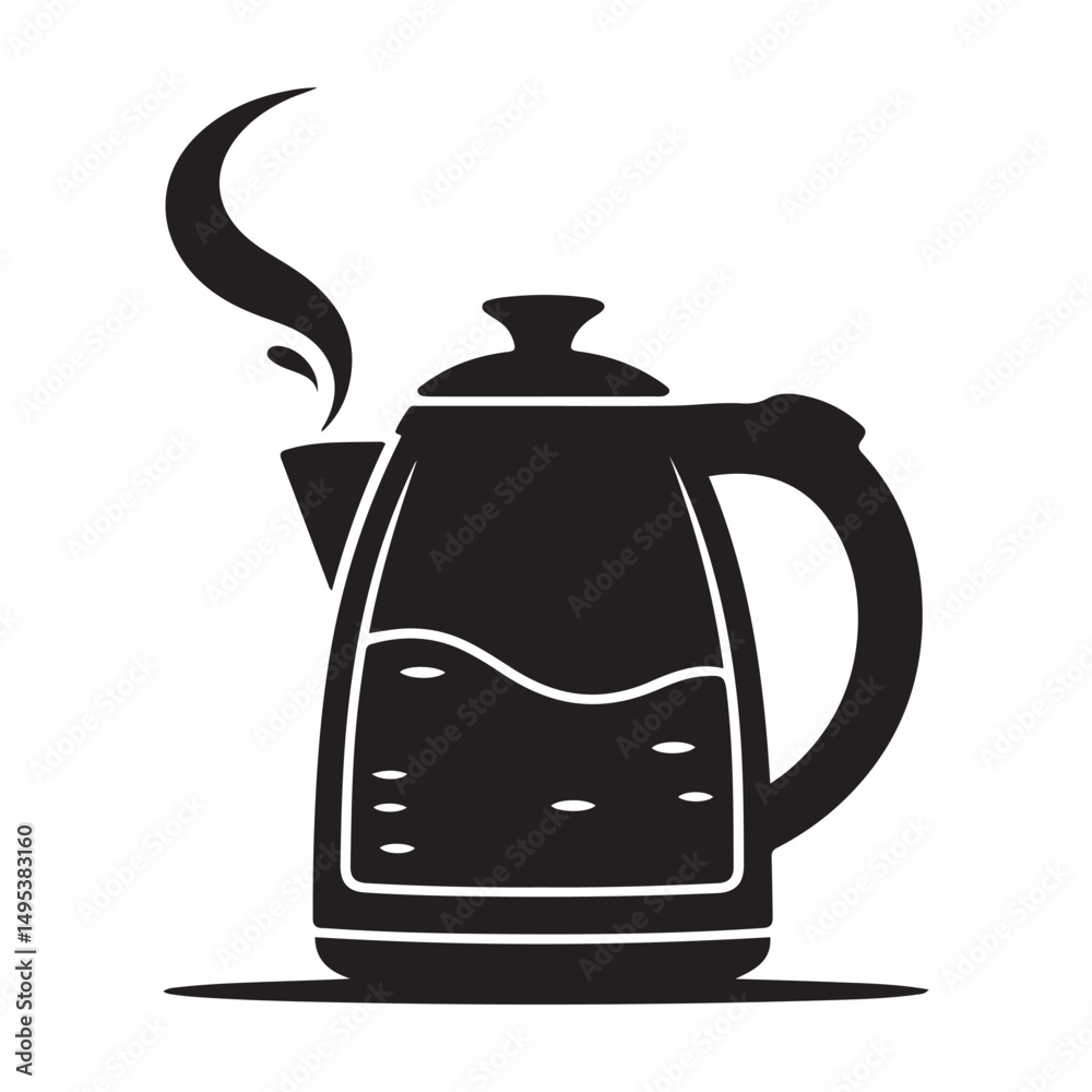 Obraz premium electric kettle Vector black silhouette. with white background