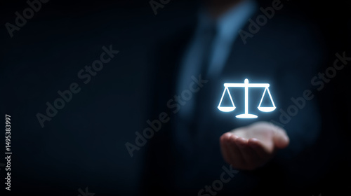 Business people hold a balance in their hands, symbolizing fair competition in business