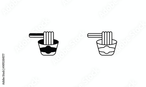 Instant Foods icons set Line and Glyph black vector icon stock illustration