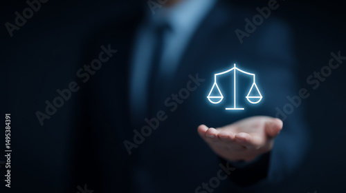 Business people hold a balance in their hands, symbolizing fair competition in business
