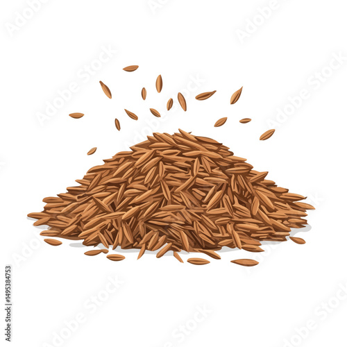 My very Simple flat 2D icon, ground cumin isolated on a white background, vector, flat design, animation design, simple flat 2D icon, minimalist design, vector design, eps format