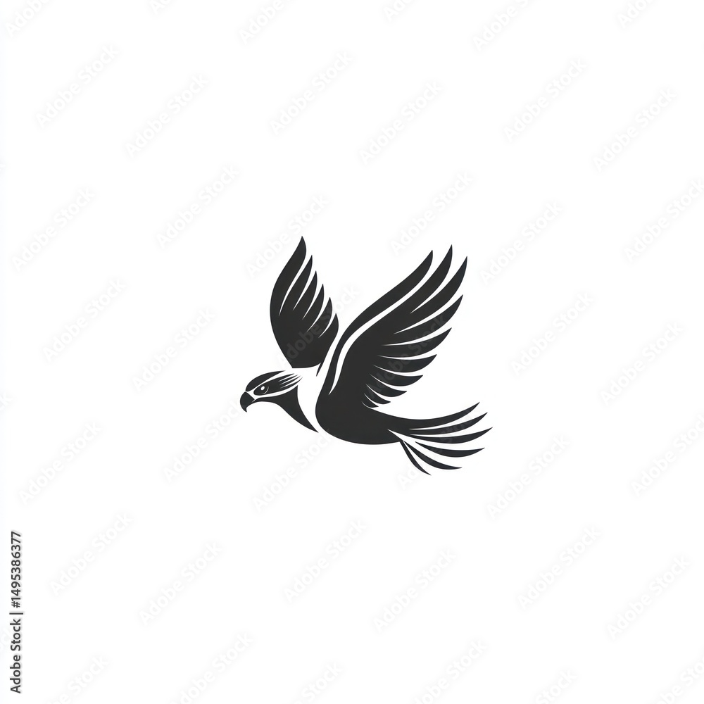 Obraz premium Majestic eagle soaring, white background, freedom, logo design