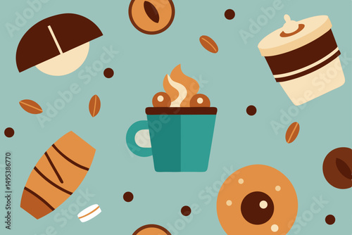 seamless pattern with coffee cups