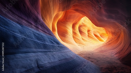 Layered rock formations glow in warm light creating a mesmerizing abstract landscape