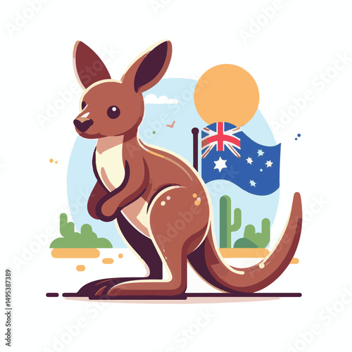 australia, kangaroo, animal, australian, wildlife, mammal, nature, marsupial, cute, wild, pouch, baby, brown, joey, illustration, aussie, fauna, wallaby, vector, wilderness, outback, native, isolated,
