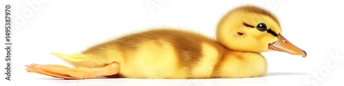 Cute yellow duckling, full body shot, isolated on white, HD clarity, sharp detail.