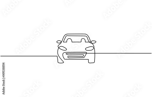 Modern city car continuous one line drawing. Sports car single line art illustration, Line Continuous Line Drawing background.